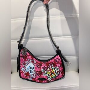 BRAND NWT Ed Hardy Pink & Black Skull Hobo
Shoulder Mini Bag